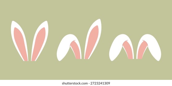 Icono de orejas de conejo de Pascua. Conjunto de orejas de conejo lindo para el diseño de los niños, decoración de vacaciones, tarjeta y diseño de póster.