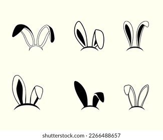 Easter bunny ears illustration collection, hand drawn ear illustration