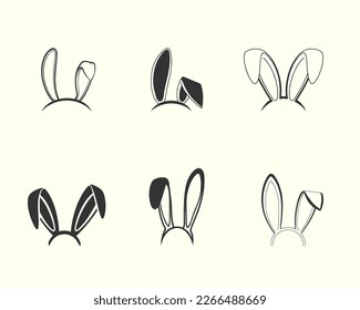 Easter bunny ears illustration collection, hand drawn ear illustration