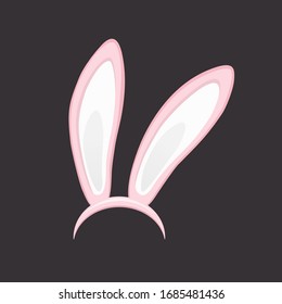 Easter bunny ears isolated. Cartoon cute rabbit Headband for poster, banner or invitation cards. Vector illustration