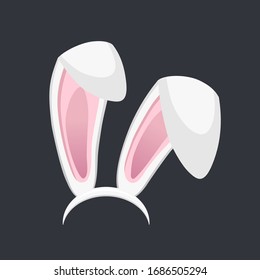 Easter bunny ears isolated. Cartoon cute rabbit Headband for poster, banner or invitation cards. Vector illustration