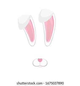 Easter bunny ears isolated on white background. Cartoon cute rabbit Headband for poster, banner or invitation cards. Vector illustration