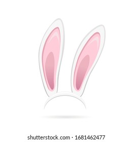 Easter bunny ears isolated on white background. Cartoon cute rabbit Headband for poster, banner or invitation cards. Vector illustration