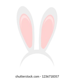 Easter bunny ears mask hand draw vector illustration. Rabbit ear spring hat set isolated on white background.