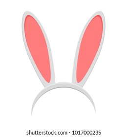 Easter bunny ears mask isolated on white background. Rabbit ear spring hat in flat style. Headdress, costume isolated element for the celebration of Easter. Vector illustration