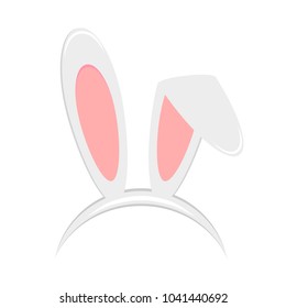 Easter bunny ears mask isolated on white background. Rabbit ear spring hat in flat style. Headdress, costume isolated element for the celebration of Easter. Vector illustration