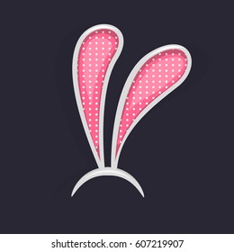 Easter bunny ears mask isolated Vector Illustration. Ostern spring bunny ears hat. Headdress, costume isolated element for the celebration of Easter. 