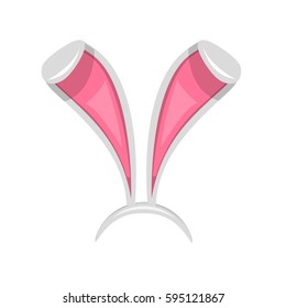 Easter bunny ears mask.  spring bunny ears hat on a white background. Headdress, costume isolated element for the celebration of Easter. Vector Illustration.