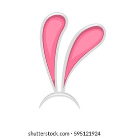 Easter bunny ears mask.  spring bunny ears hat on a white background. Headdress, costume isolated element for the celebration of Easter. Vector Illustration.