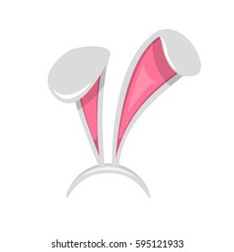 Easter bunny ears mask.  spring bunny ears hat on a white background. Headdress, costume isolated element for the celebration of Easter. Vector Illustration.