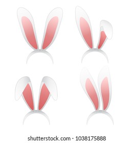 Easter bunny ears mask vector illustration. Ostern rabbit ear spring hat set isolated on white background