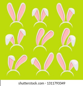 Easter bunny ears mask vector illustration. Hare ears. Cartoon easter rabbit or bunny ears band for costume design vector illustration