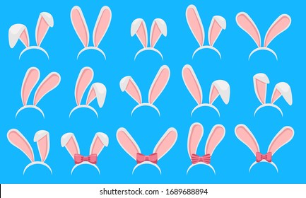 Easter bunny ears mask vector illustration. Hare ears. Cartoon easter rabbit or bunny ears band for costume design vector illustration