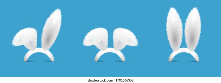 Easter bunny ears mask vector illustration. Ostern rabbit ear spring hat set.