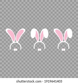 Easter bunny ears mask vector illustration. Rabbit ear spring hat set. Easter Day