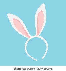 Easter bunny ears mask vector illustration. Ostern rabbit ear spring hat isolated on blue background