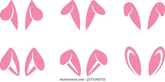 Easter bunny ears mask vector art for rabbit ear spring hat set on a white background