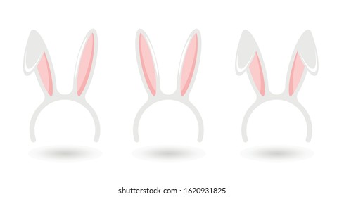 Easter bunny ears masks isolated on white background. Happy Easter banner.	