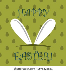 Easter Bunny Ears On Green Background Stock Vector (Royalty Free