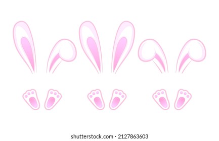 Easter bunny ears and paws collection. Happy Easter. svg