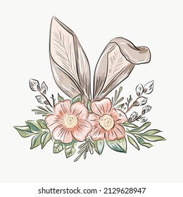 easter bunny ears peek out of flowers and bushes