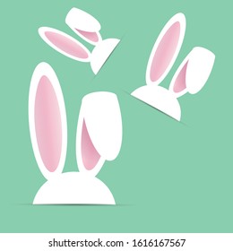 Easter bunny. The ears of the rabbit. Beautiful easter bunny peeps out