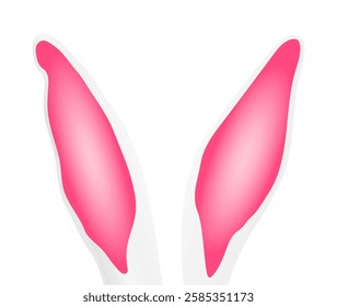 Easter bunny ears, realistic Easter rabbit ears isolated