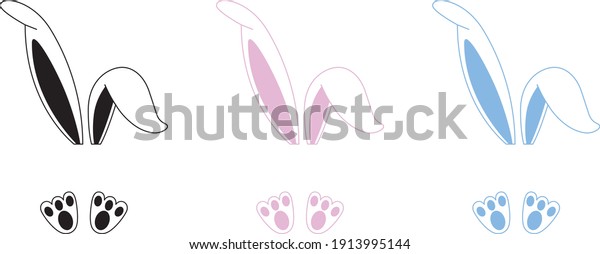 Easter Bunny Ears Vector Illustration.\
Bunny ears and feet isolated on white background\
