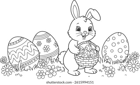 easter bunny easy coloring page. ready to print on standard 