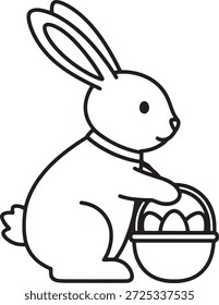 Osterhase mit Eierkorb Silhouette Symbol Vektor Kaninchen Frühling Feiertag Logo Symbol Symbol Symbol Illustration