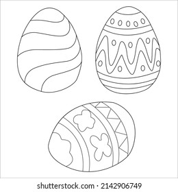 Easter Bunny with Easter egg. Black and white vector illustration for coloring book