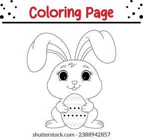 Easter Bunny with Easter egg coloring page for children