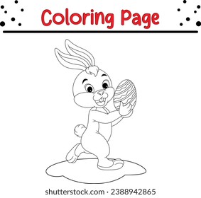 Easter Bunny with Easter egg coloring page for children