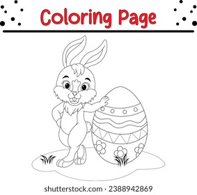 Easter Bunny with Easter egg coloring page for children