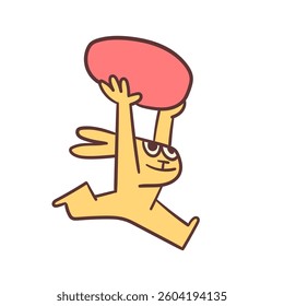 easter bunny with egg, cute illustration, quirky cute cartoon