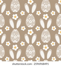 Easter Bunny Egg and Daisy Pattern