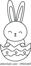 Easter bunny in egg in doodle style
