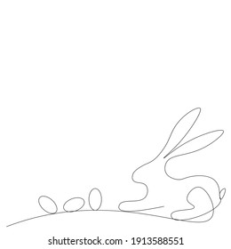 Easter bunny and egg drawing on white background, vector illustration