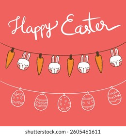 Easter bunny egg element doodle decorate background banner texture
