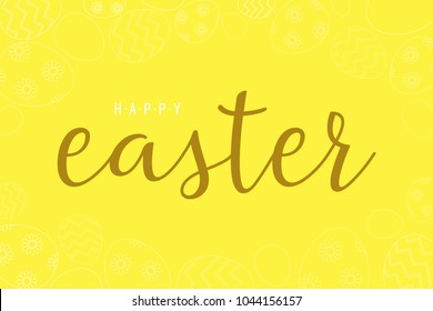 Easter bunny and egg in a flat design on yellow background