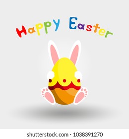 Easter bunny with egg. Happy Easter. Icon for web and mobile application. Vector illustration on a white background. Flat design style.