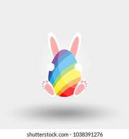 Easter bunny with egg. Happy Easter. Icon for web and mobile application. Vector illustration on a white background. Flat design style.