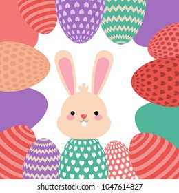 Easter Bunny in egg. Happy Easter. Vector illustration