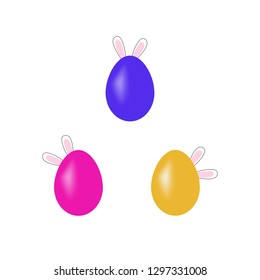 Easter bunny and egg to holiday. Modern stylish abstract card for greeting. Egg rabbit. Symbol love, life, spring. Colorful template for prints, banner, card, label. Symbol design Vector illustration
