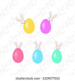 Easter bunny and egg to holiday. Modern stylish abstract card for greeting. Egg rabbit. Symbol love, life, spring. Colorful template for prints, banner, card, label. Symbol design Vector illustration