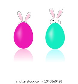 Easter bunny and egg to holiday. Modern stylish abstract card for greeting. Egg rabbit. Symbol love, life, spring. Colorful template for prints, banner, card, label. Symbol design Vector illustration