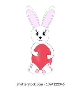 Easter bunny and egg to holiday. Modern stylish abstract card for greeting. Egg rabbit. Symbol love, life, spring. Colorful template for prints, banner, card, label. Symbol design Vector illustration