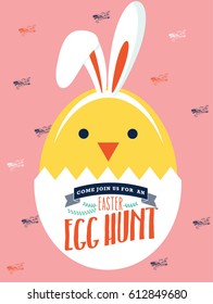 easter bunny egg hunt invitation card template vector/illustration