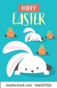 easter bunny egg hunt template vector/illustration