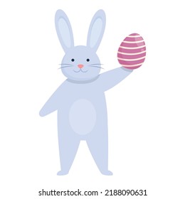 Easter bunny with egg icon cartoon vector. Cute rabbit. Spring holiday